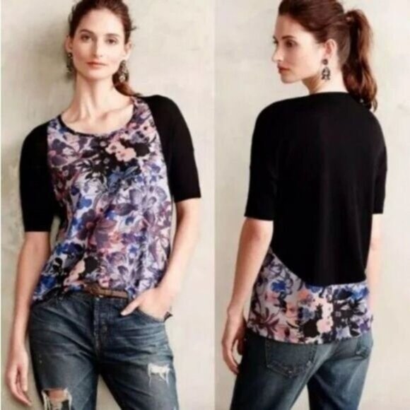 YELLOW BIRD Anthropologie 'Last Act' Floral Blouse Sz S - Picture 1 of 12